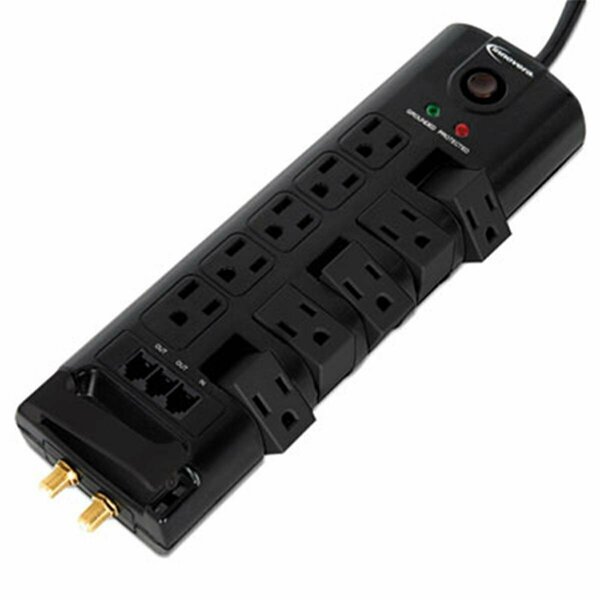 Innovera Surge Protector, 10 Outlets, 6ft Cord, Tel-DSL-Coax, 2880 Joules IN30903